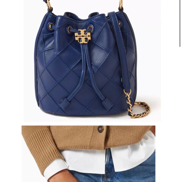 Tory Burch Fleming Leather Crossbody small dark blue royal bag. - Picture 5 of 10